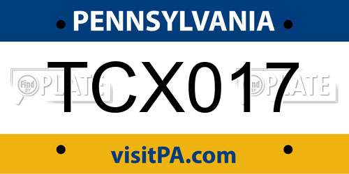 TCX017 Pennsylvania License Plate