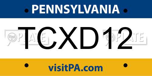 TCXD12 Pennsylvania License Plate
