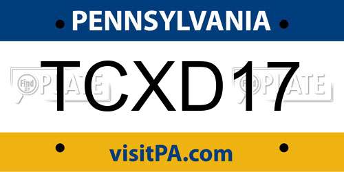 TCXD17 Pennsylvania License Plate