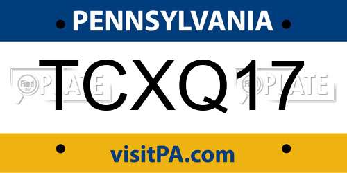 TCXQ17 Pennsylvania License Plate