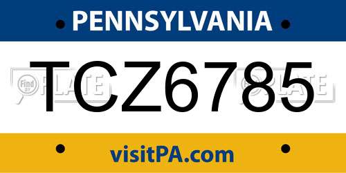 TCZ6785 Pennsylvania License Plate