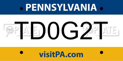 TD0G2T Pennsylvania License Plate