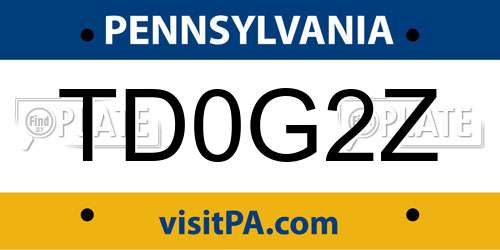 TD0G2Z Pennsylvania License Plate