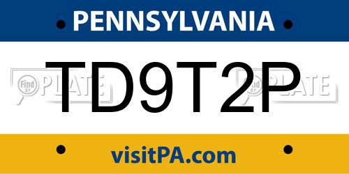 TD9T2P Pennsylvania License Plate