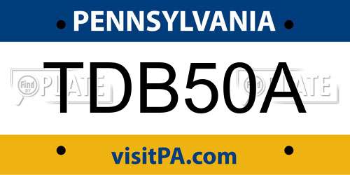 TDB50A Pennsylvania License Plate