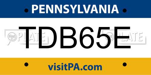 TDB65E Pennsylvania License Plate