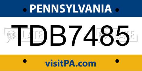 TDB7485 Pennsylvania License Plate