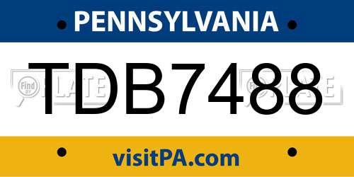 TDB7488 Pennsylvania License Plate