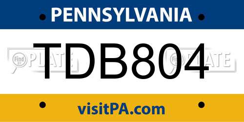 TDB804 Pennsylvania License Plate