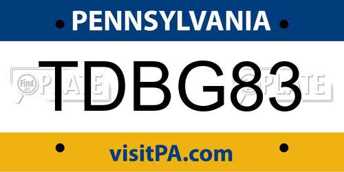TDBG83 Pennsylvania License Plate