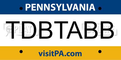 TDBTABB Pennsylvania License Plate
