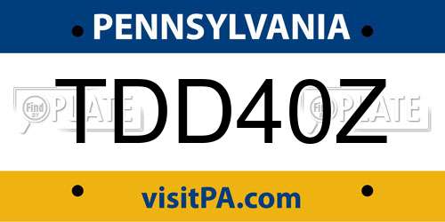 TDD40Z Pennsylvania License Plate
