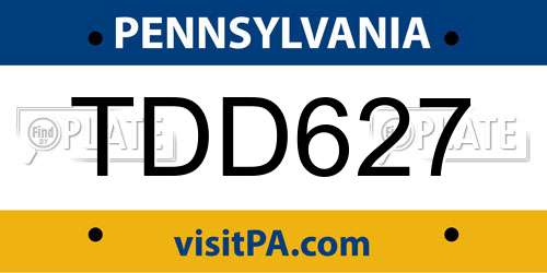 TDD627 Pennsylvania License Plate