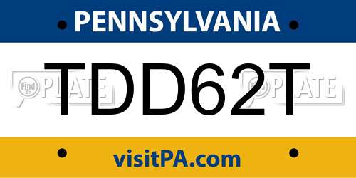 TDD62T Pennsylvania License Plate