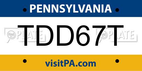 TDD67T Pennsylvania License Plate