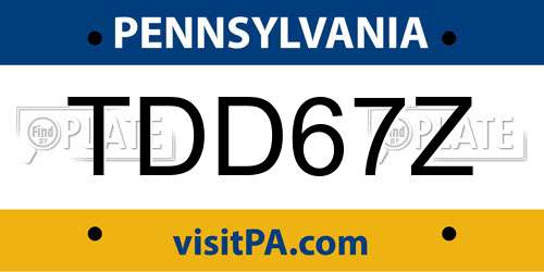 TDD67Z Pennsylvania License Plate