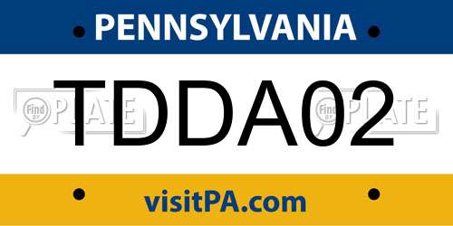TDDA02 Pennsylvania License Plate