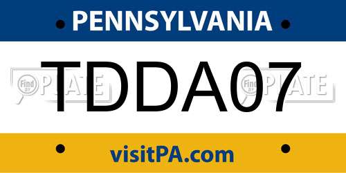 TDDA07 Pennsylvania License Plate