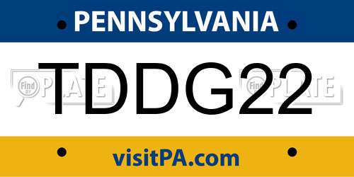 TDDG22 Pennsylvania License Plate