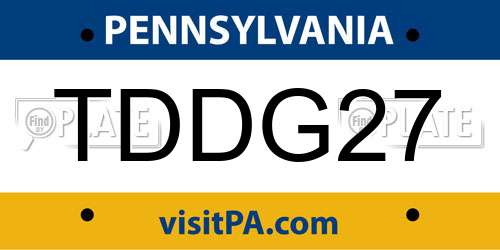 TDDG27 Pennsylvania License Plate