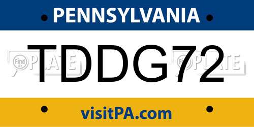 TDDG72 Pennsylvania License Plate