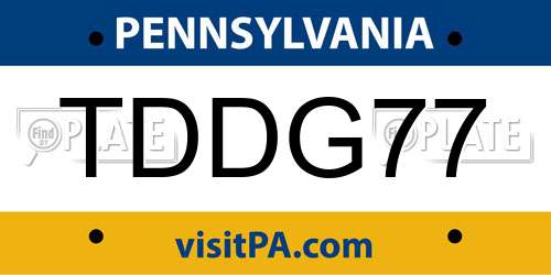 TDDG77 Pennsylvania License Plate