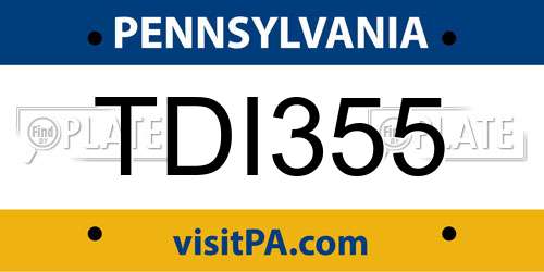 TDI355 Pennsylvania License Plate