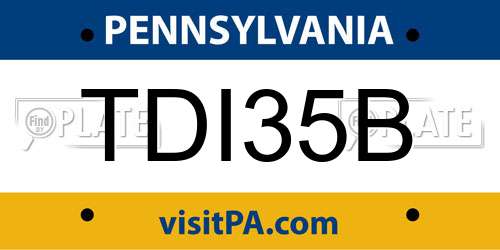 TDI35B Pennsylvania License Plate