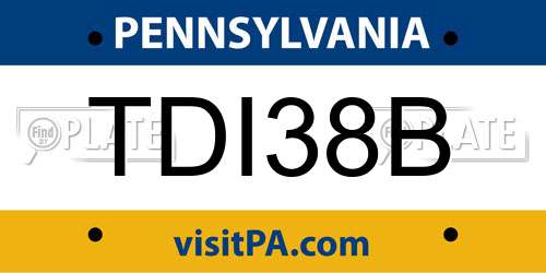 TDI38B Pennsylvania License Plate