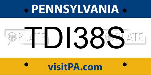 TDI38S Pennsylvania License Plate