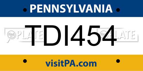 TDI454 Pennsylvania License Plate