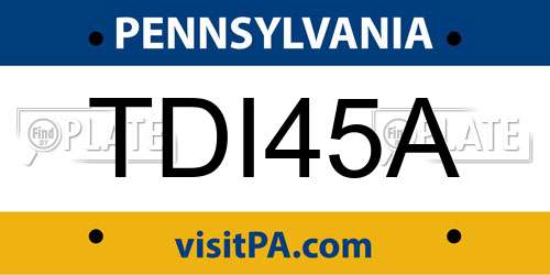 TDI45A Pennsylvania License Plate