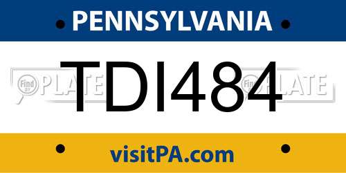 TDI484 Pennsylvania License Plate