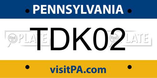 TDK02 Pennsylvania License Plate