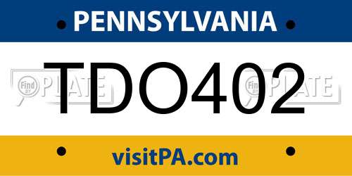 TDO402 Pennsylvania License Plate
