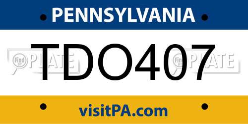 TDO407 Pennsylvania License Plate
