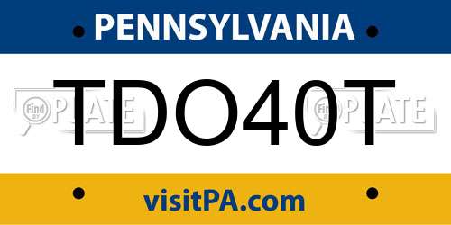 TDO40T Pennsylvania License Plate