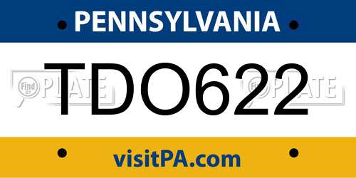 TDO622 Pennsylvania License Plate