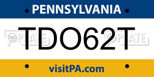 TDO62T Pennsylvania License Plate