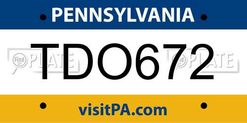 TDO672 Pennsylvania License Plate