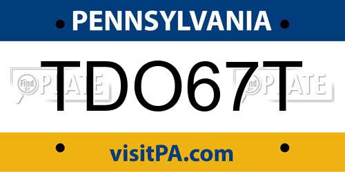 TDO67T Pennsylvania License Plate