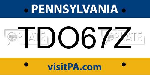 TDO67Z Pennsylvania License Plate