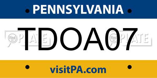 TDOA07 Pennsylvania License Plate