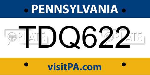 TDQ622 Pennsylvania License Plate