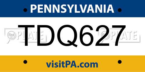 TDQ627 Pennsylvania License Plate