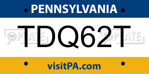 TDQ62T Pennsylvania License Plate