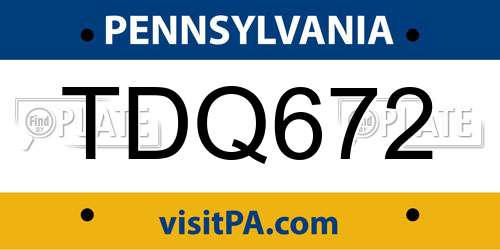TDQ672 Pennsylvania License Plate