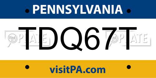 TDQ67T Pennsylvania License Plate
