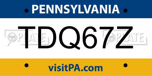 TDQ67Z Pennsylvania License Plate