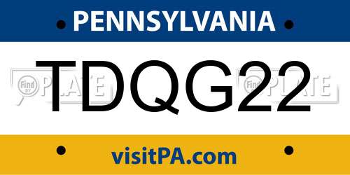TDQG22 Pennsylvania License Plate